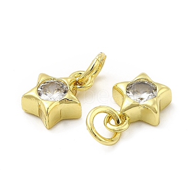 Brass Cubic Zirconia Charms KK-E068-VB228-1