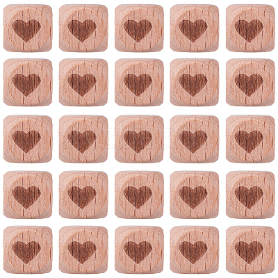 100Pcs Engraved Beech Wood Beads WOOD-PA0001-86B-1