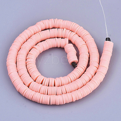 Flat Round Handmade Polymer Clay Bead Spacers CLAY-R067-3.0mm-18-1