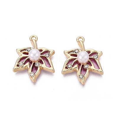 Alloy with ABS Imitation Pearl & Crystal Rhinestone & Acrylic Pendants PALLOY-Q466-04G-04-1
