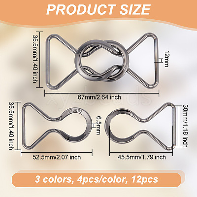 12Pcs 3 Colors Alloy Belt Buckles FIND-OC0002-91B-1