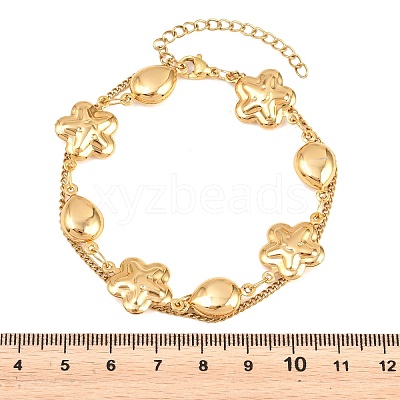 304 Stainless Steel Link Chain & Curb Chain Multi-strand Bracelets for Women BJEW-H641-01A-G-1