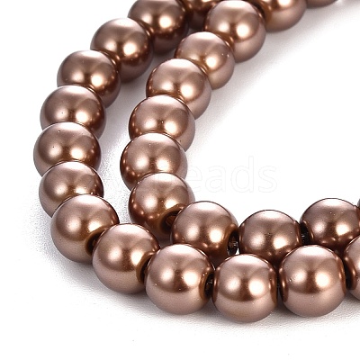 Baking Paint Pearlized Glass Pearl Round Bead Strands X-HY-Q330-8mm-30-1