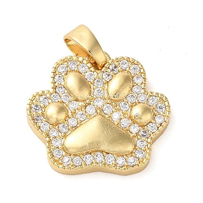 Brass Micro Pave Clear Cubic Zirconia Pendants KK-G483-01G-1