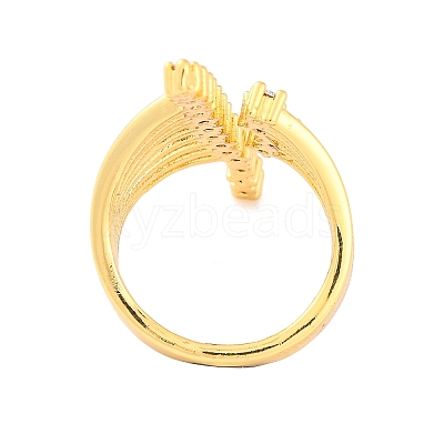 Brass Micro Pave Clear Cubic Zirconia Open Cuff Rings RJEW-U009-08G-03-1