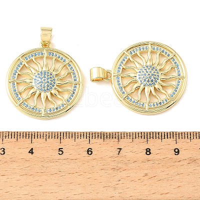 Brass Micro Pave Sky Blue Cubic Zirconia Pendants CU-CBA6938-04G-03-1