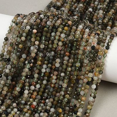 Natural Green Rutilated Quartz Beads Strands G-RM241221-B47-1
