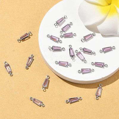 SHEGRACE Brass Pave Cubic Zirconia Trapezoid Connector Charms XGRQ2O907-444B-P-1