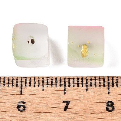 Frosted Glass Beads with Golden Glitter Powder DGLA-NH001-8mm-01E-1