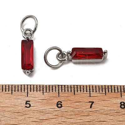 304 Stainless Steel Cubic Zirconia Pendants STAS-E487-21P-07-1