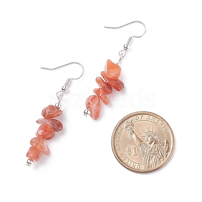 Natural Red Agate Chips Beaded Jewelry Set X-SJEW-JS01232-04-1