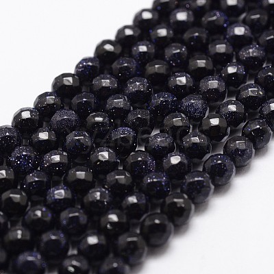 Synthetic Blue Goldstone Beads Strands X-G-D840-14-4mm-1