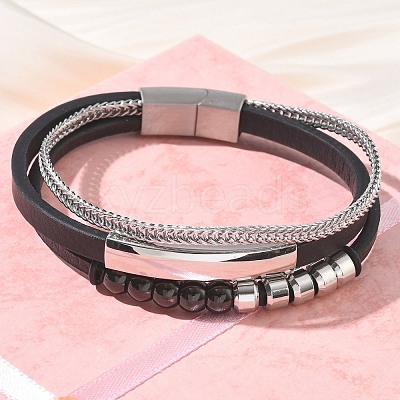Microfiber Leather Cord Multi-strand Bracelets BJEW-C153-01F-1