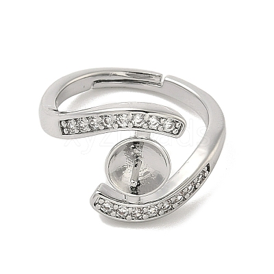 Brass Micro Pave Cubic Zirconia Cup Peg Ring Settings KK-B166-04P-1
