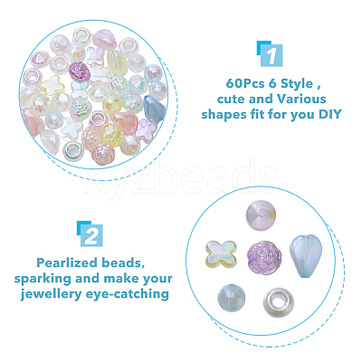 60Pcs 6 Style Plating Acrylic Beads OACR-FH0001-048-1