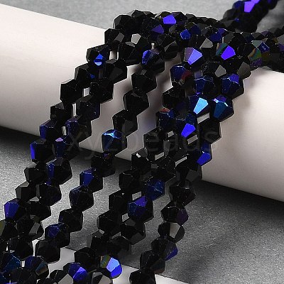Transparent Electroplate Glass Beads Strands GLAA-F029-3mm-D02-1