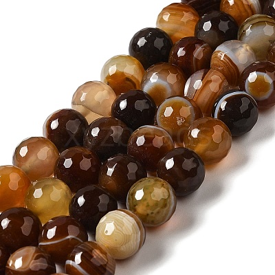 Natural Striped Agate/Banded Agate Beads Strands G-A246-8mm-10-1