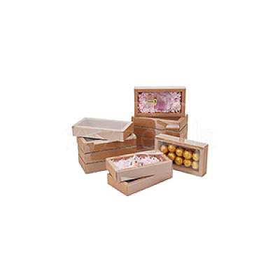 Cardboard Drawer Gift Storage Boxes with Clear Cover CON-WH0092-72C-03-1