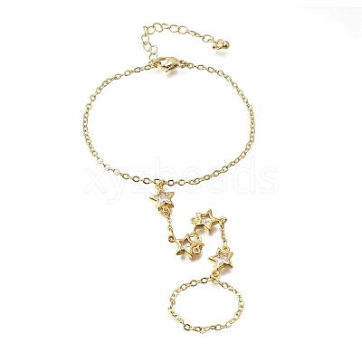 Brass Micro Pave Cubic Zirconia Mittens Bracelets BJEW-C156-01G-05-1