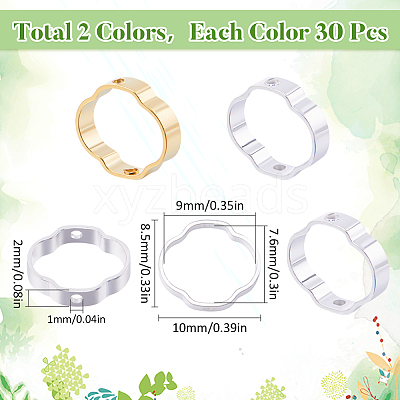60Pcs 2 Colors Brass Bead Frame KK-SC0004-66-1