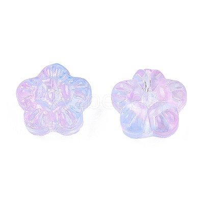 Transparent Spray Painted Glass Beads X-GLAA-N035-029-G02-1