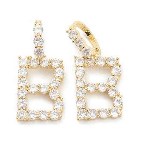 Brass Micro Pave Clear Cubic Zirconia Pendants ZIRC-J039-18G-B-1