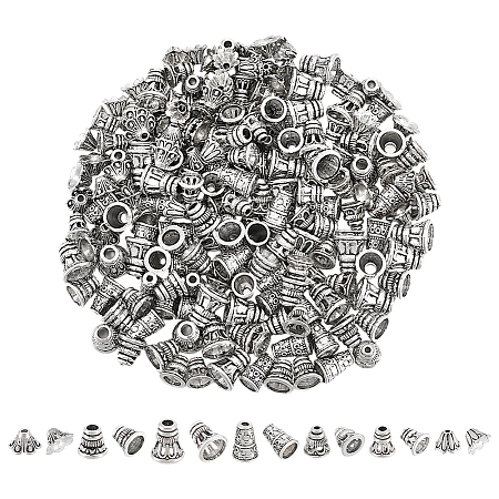 210Pcs 7 Styles Tibetan Style Alloy Bead Cap & Cone FIND-UN0015-64-1