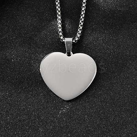 304 Stainless Steel Blank Pendant Necklaces NJEW-P329-04B-P-1