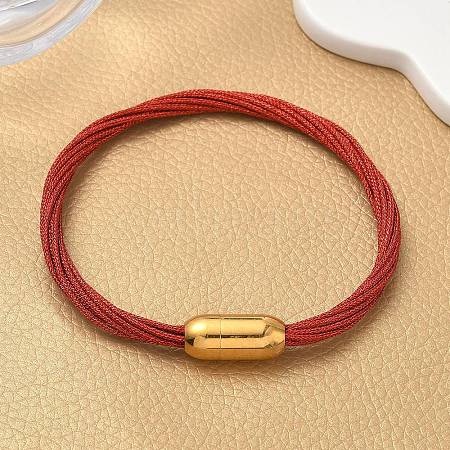 304 Stainless Steel with Polyester Metallic Cord Bracelets for Women BJEW-Z145-01G-30-1