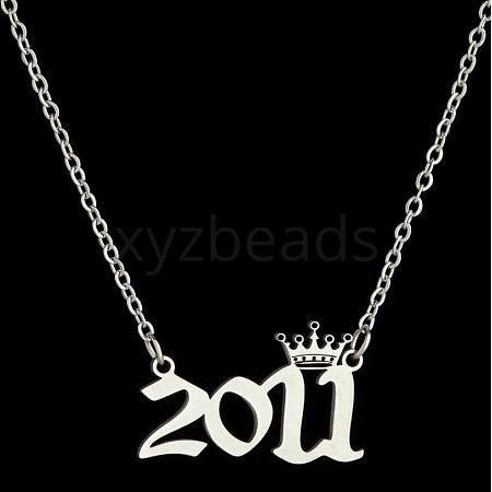 Crown Birth Year 201 Stainless Steel Pendant Necklaces for Women FS-WG4E8F2-72-1