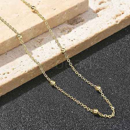 Brass Ball Cable Chain Necklaces for Women NJEW-M051-01G-1