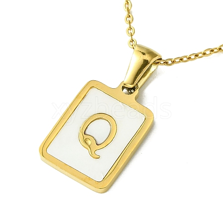 Ion Plating(IP) Rectangle with Initial Letter 304 Stainless Steel Pendant Necklace NJEW-R265-04G-Q-1
