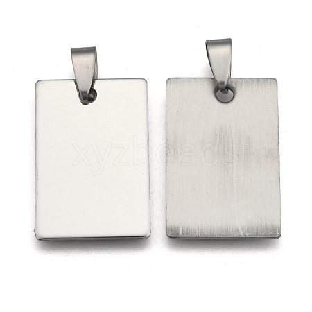 Non-Tarnish 201 Stainless Steel Rectangle Stamping Blank Tag Pendants STAS-S030-01-1