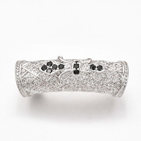 Brass Micro Pave Cubic Zirconia Tube European Beads X-ZIRC-T004-60P-1