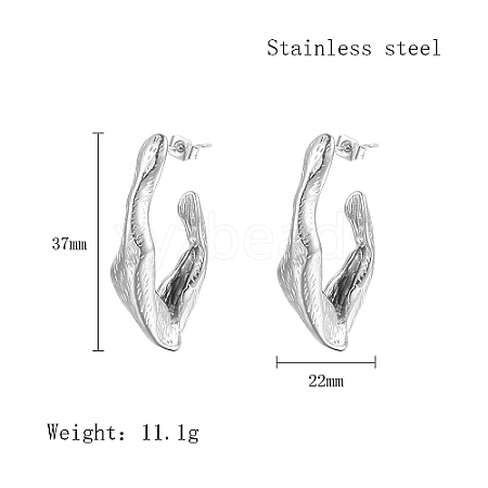 304 Stainless Steel Twist Teardrop Stud Earrings LM6683-2-1