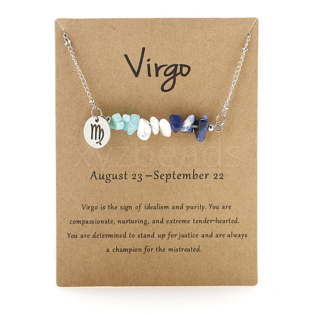 667 Stainless Steel with Natural Amazonite & Natural Howlite & Natural Sodalite Chip Pendant Necklaces FS-WGFED6E-02-1