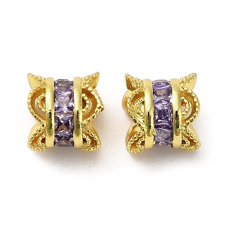 Brass Micro Pave Cubic Zirconia Beads KK-B142-06G-03-1