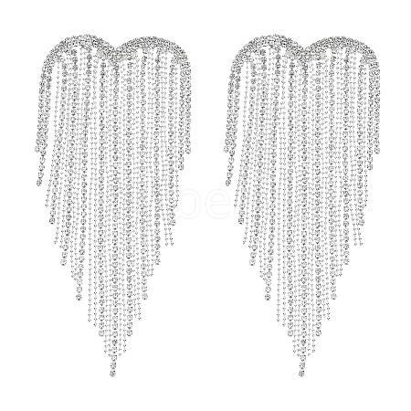 2Pcs Heart Tassel Alloy Rhinestone Lapel Pins for Clothes JEWB-NB0001-30S-1