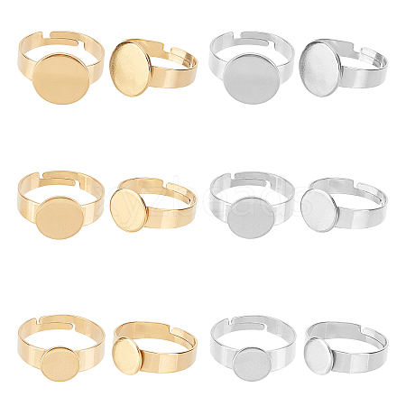 18Pcs 6 Style 304 Stainless Steel Adjustable Finger Rings Components STAS-UN0032-77-1