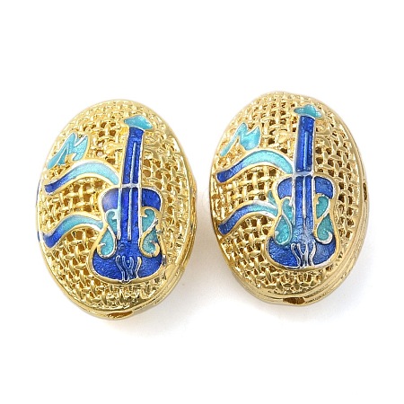 Rack Plating Brass Enamel Beads KK-P276-26C-04G-1