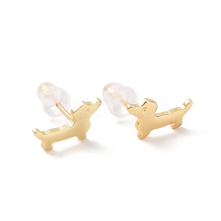 Brass Dog Stud Earrings for Women KK-A166-05G-1