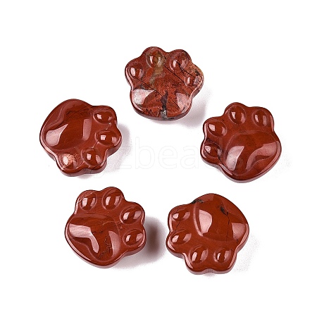 Natural Red Jasper Cat Paw Print Figurines DJEW-N003-03E-1