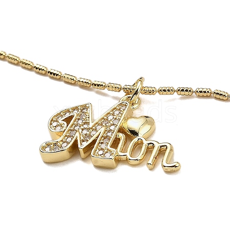 Golden Plated Brass Micro Pave Cubic Zirconia Pendant Necklaces NJEW-L178-02G-02-1