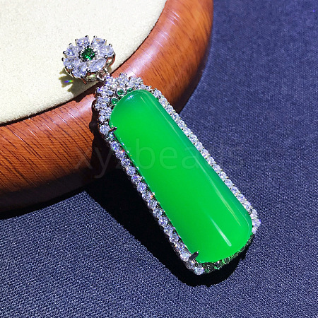 Dyed Natural Green Chalcedony Pendants G-S001-05P-1