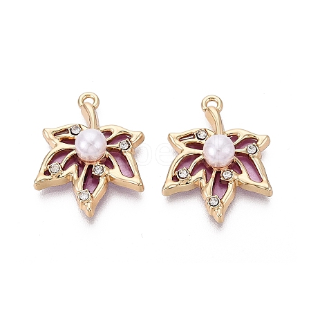 Alloy with ABS Imitation Pearl & Crystal Rhinestone & Acrylic Pendants PALLOY-Q466-04G-04-1