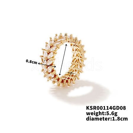 Chic Western Hip-hop Double-row Brass Rhinestone Ring Jewelry for Women JJ2699-2-1