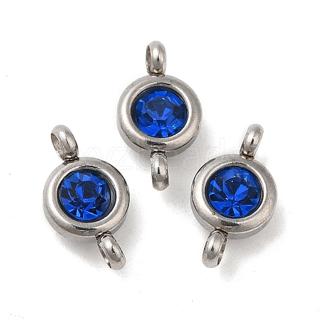 304 Stainless Steel Single Rhinestone Connector Charms STAS-E194-13P-06-1