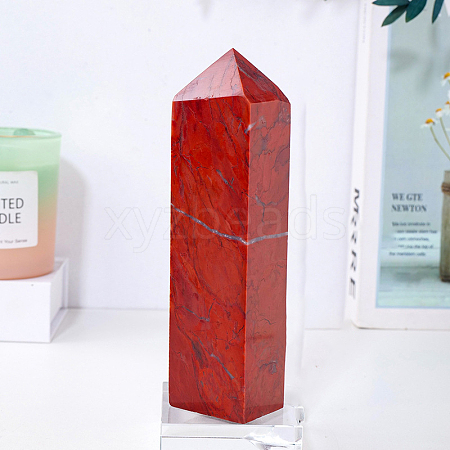Natural Red Jasper Pointed Prism Bar Home Display Decoration G-PW0007-102B-1