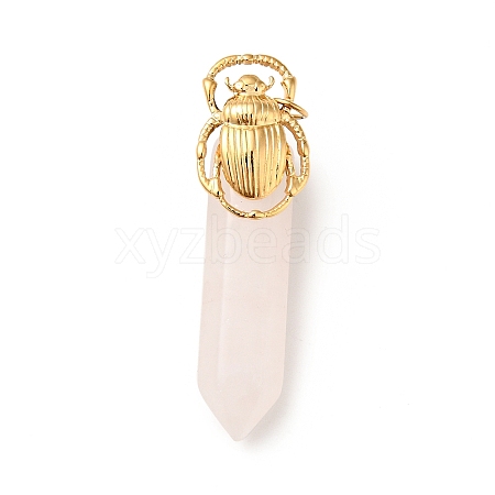 Insect Natural Rose Quartz Pointed Pendants G-I333-02B-1