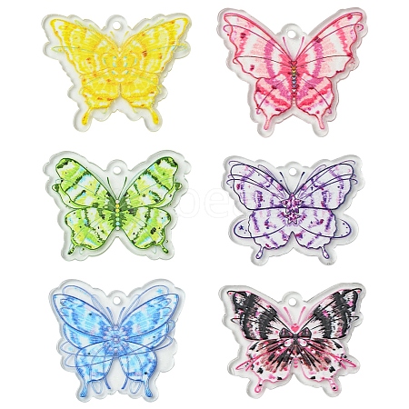 6Pcs 6 Styles Acrylic Pendants MACR-FS0001-73-1